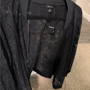 Torrid Black Lace Bomber Jacket